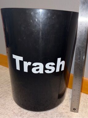Mainstay Black Wastecan with White Label